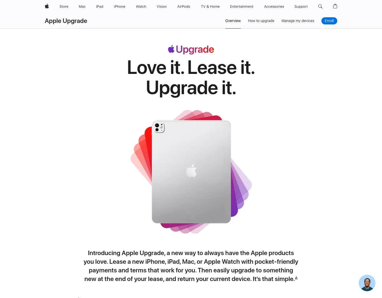 Apple Upgrade na Apple Store: Love it. Lease it. Upgrade it.