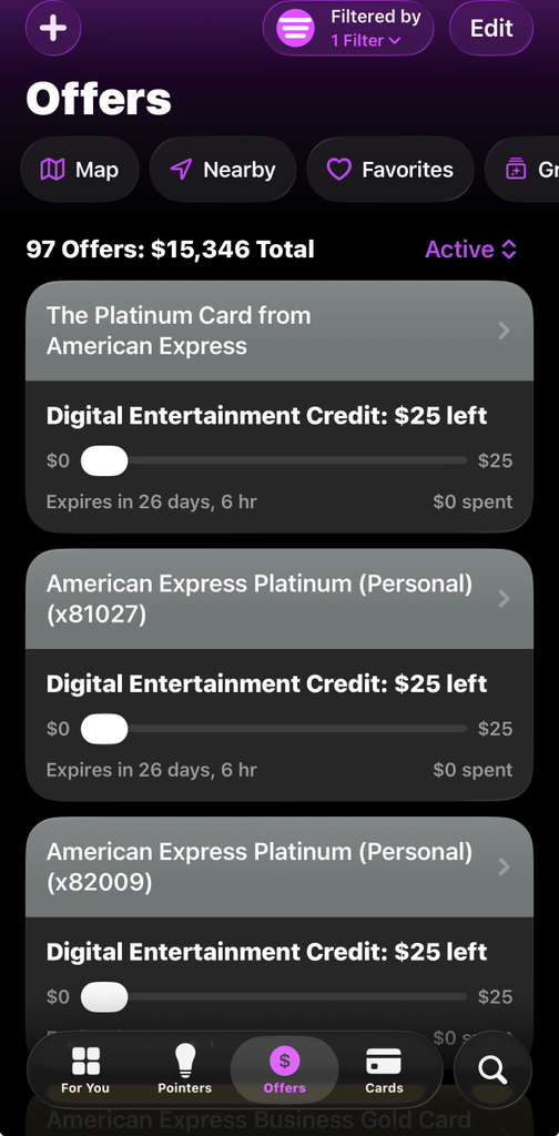 App CardPointers mostrando recomendação de cartão de crédito