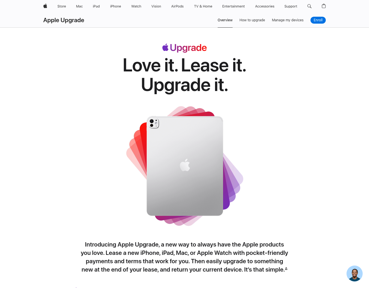 Apple Upgrade na Apple Store: Love it. Lease it. Upgrade it.