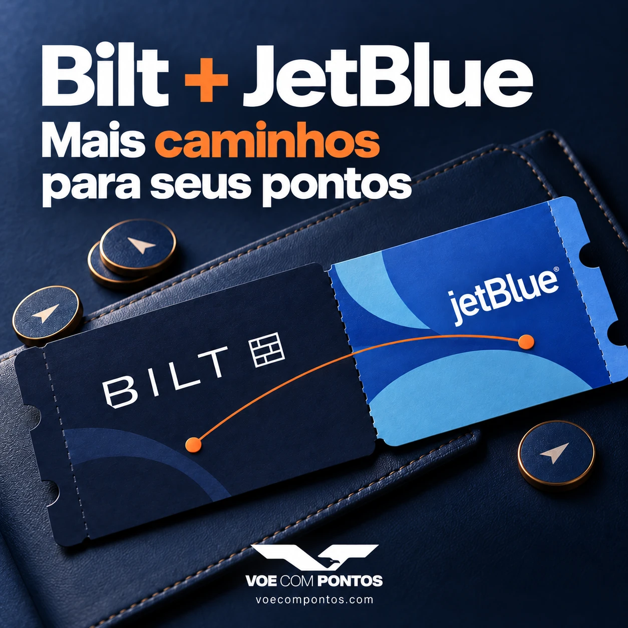 Bilt e JetBlue: mais caminhos para seus pontos, com marca Voe com Pontos centralizada no rodapé.