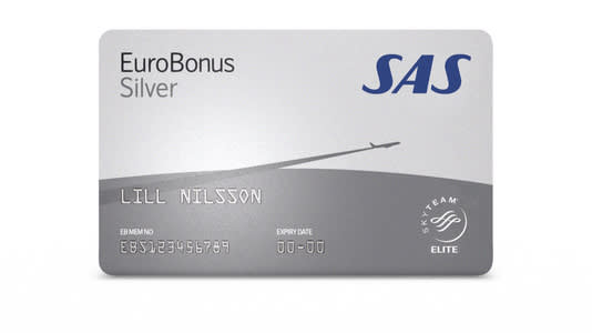 Cartão de associado EuroBonus Silver, categoria SkyTeam Elite.